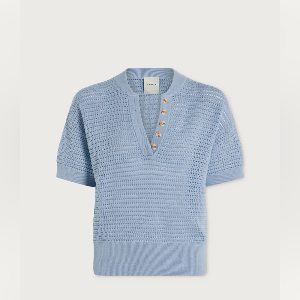 Varley Callie Knit Top in Cashmere Blue size Small